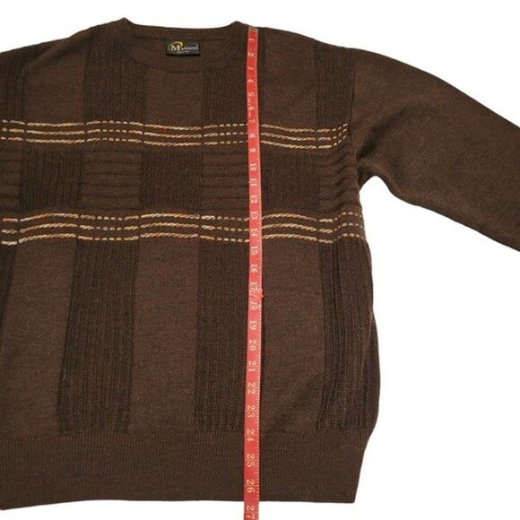 Massoti Brown Pullover Sweater Gold Thread Made in Italy Merino Wool/Acrylic - Picture 7 of 12